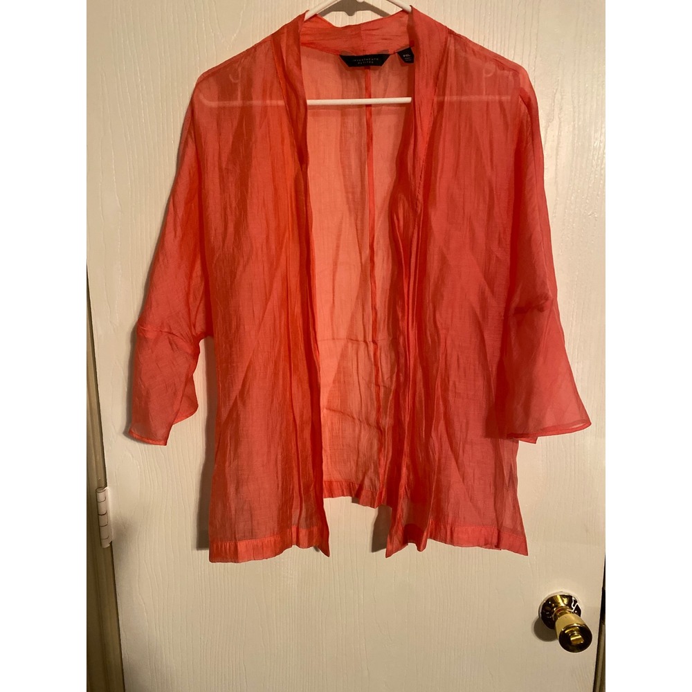 Investments Petites Coral Orange Sheer Open Front Cardigan PXL Lyocell Blend
662